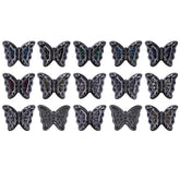 Butterfly Shape Hematite Plated High-Quality Sew-on Alloy Charms Inlaid Cubic Zirconia